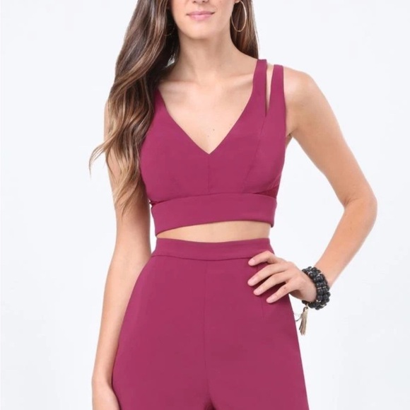 BEBE DIAMOND MESH INSERT TOP CROPPED CROP TOP - Picture 5 of 12